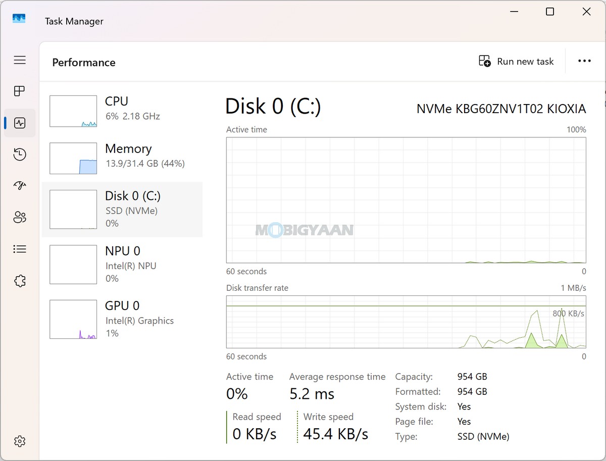 ASUS Zenbook DUO Review UX8407AA Task Manager Disk