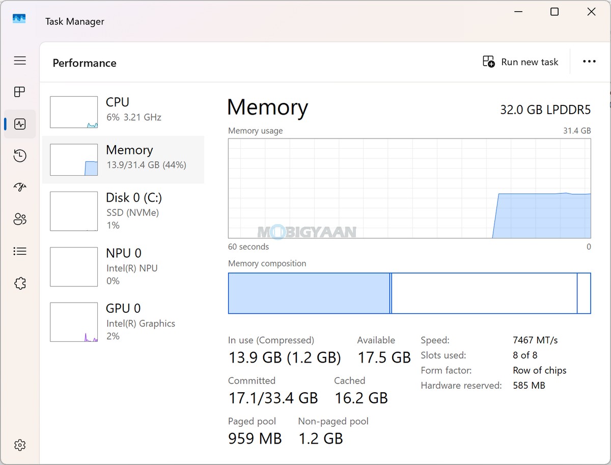 ASUS Zenbook DUO Review UX8407AA Task Manager Memory