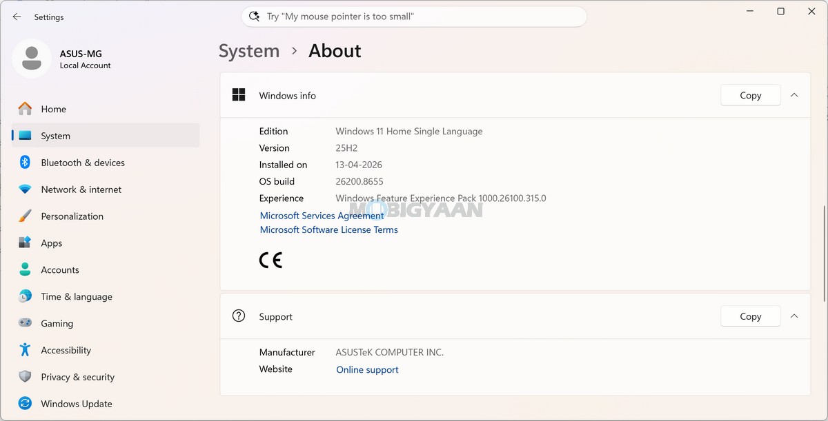 ASUS Zenbook DUO Review UX8407AA Windows 11 About