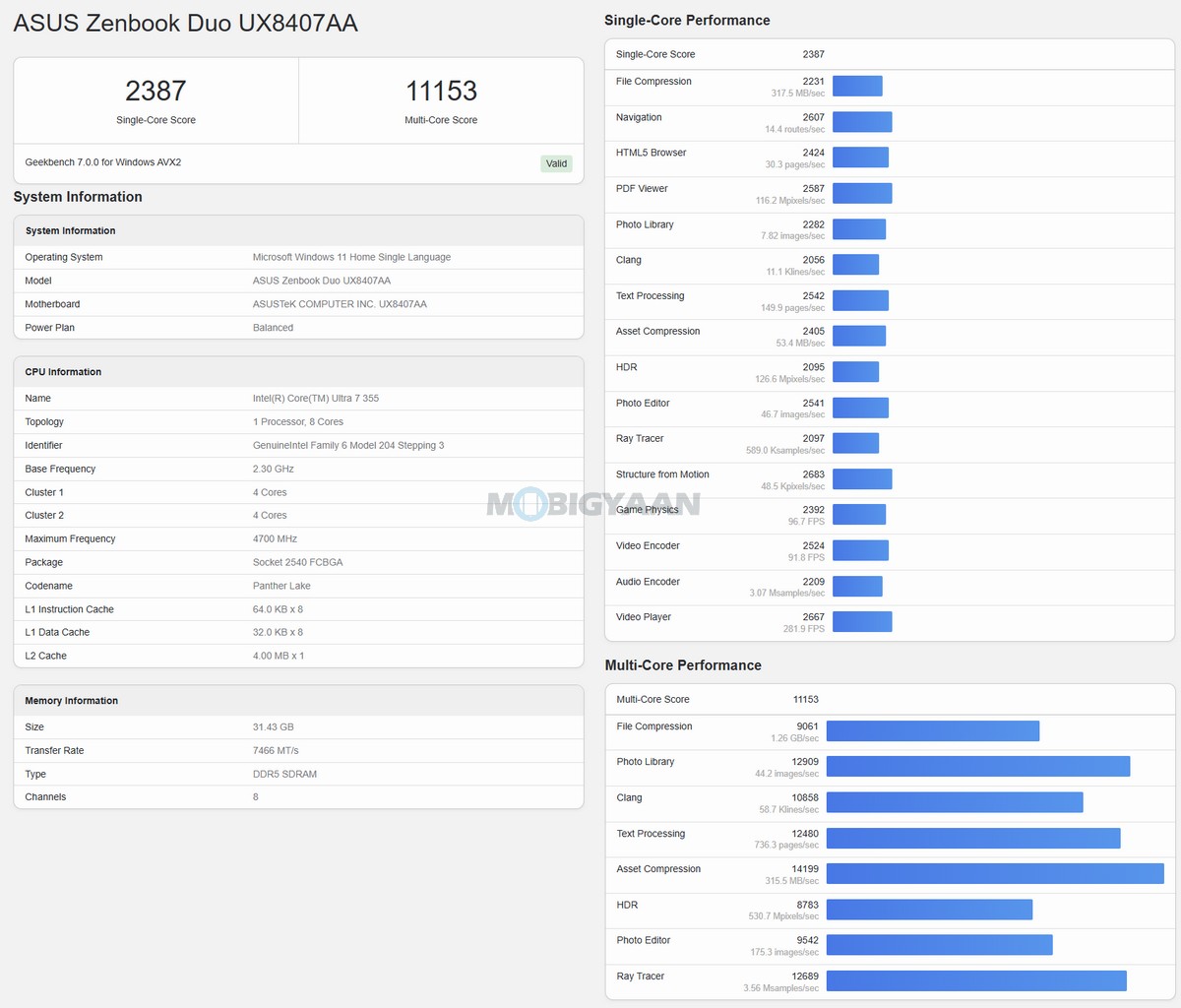 GeekBench 7 CPU Benchmark
