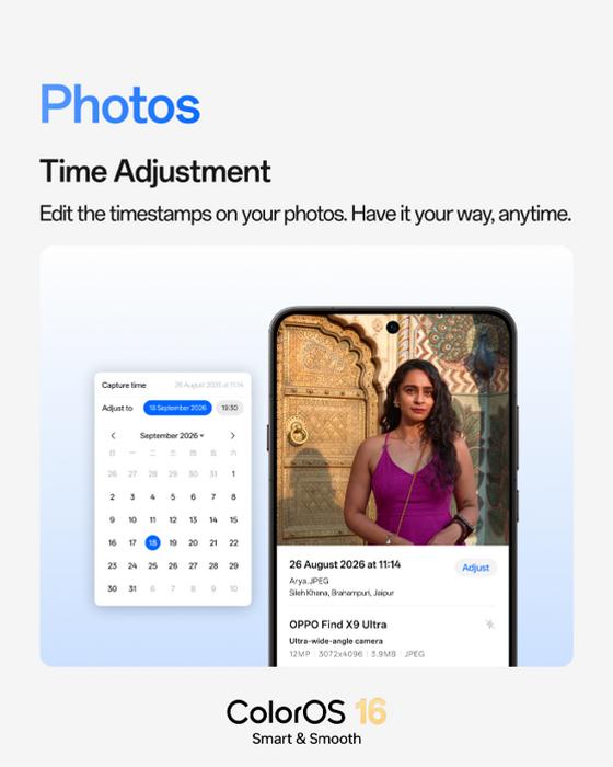 OPPO ColorOS 16 September update brings new photo library features like Timestamp editing, hidden albums, Scan Text and more 2 OPPO ColorOS 16 Update September 2026