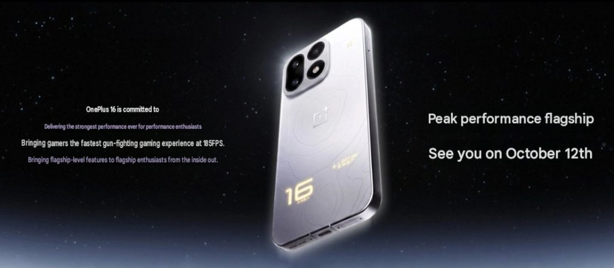 OnePlus 16 launch date confirmed for 12th October, to feature 185fps gaming, Snapdragon 8 Elite Extreme Gen 6, and triple gaming chips 1 OnePlus 16 Launch