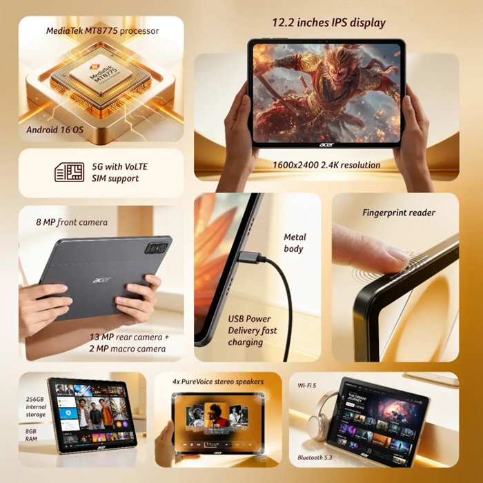 Acer Iconia Tab 12 5G Features