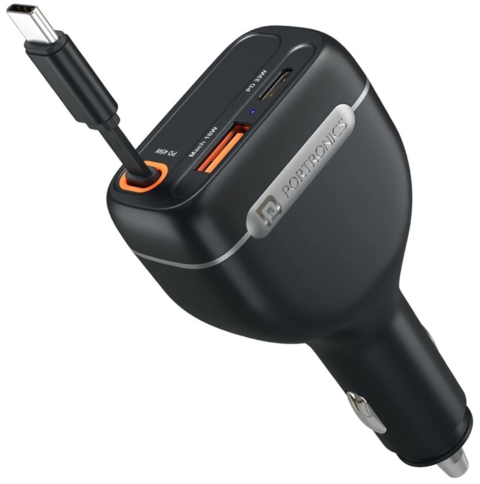 Portronics Car Power Neo 96W 3-in-1 Car Charger launched in India at ₹1,349 with retractable Type-C cable 2 Portronics Car Power Neo 96W Charger