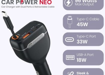 Portronics Car Power Neo 96W 3-in-1 Car Charger launched in India at ₹1,349 with retractable Type-C cable