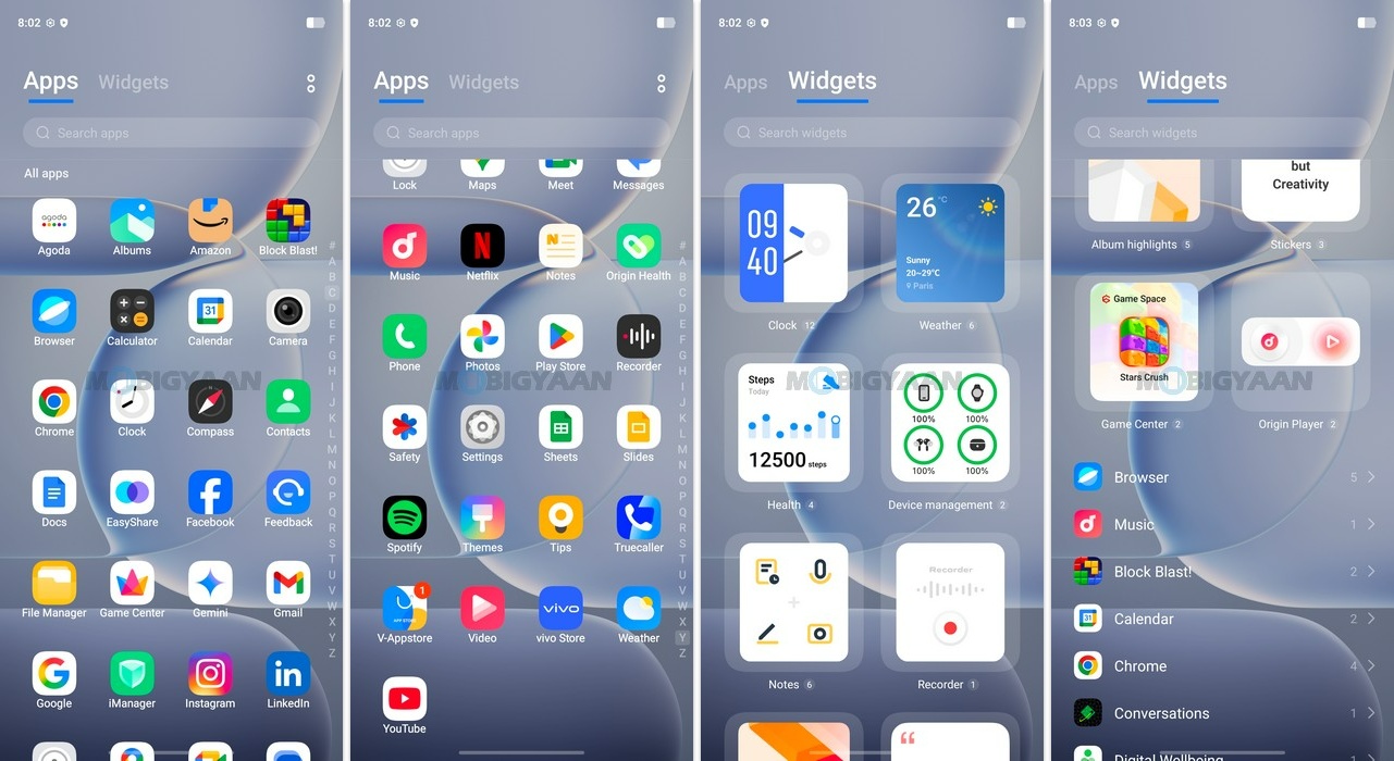 vivo S2 FE Review OriginOS 6 App Drawer Widgets