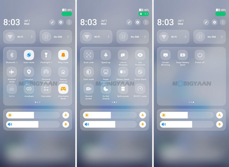 vivo S2 FE Review OriginOS 6 Control Center